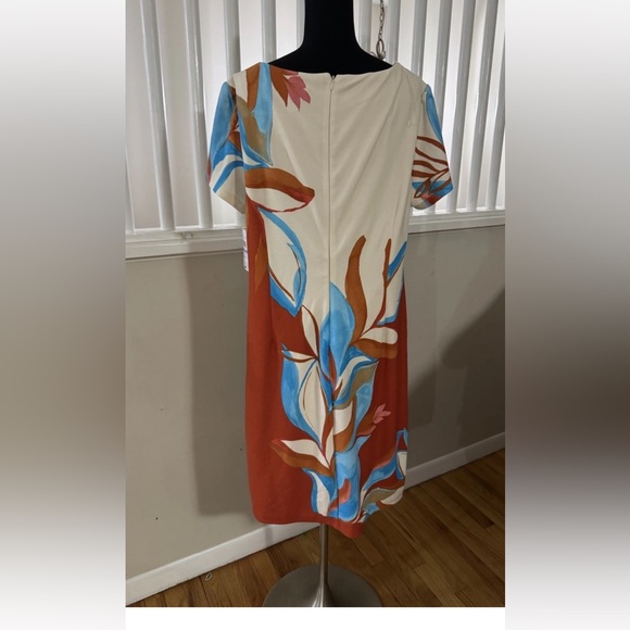 R&M Richards Cream and Orange Midi Dress - Picture 3 of 4